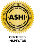 A gold seal that says ashi certified